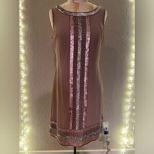 Adrianna Papell Evening Rose Shimmer Dress